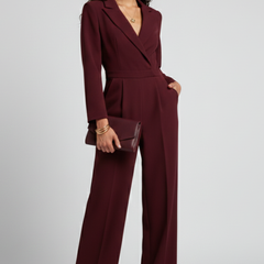 Women's Wrap-Front Tailored Wide-Leg Jumpsuit | Autumn