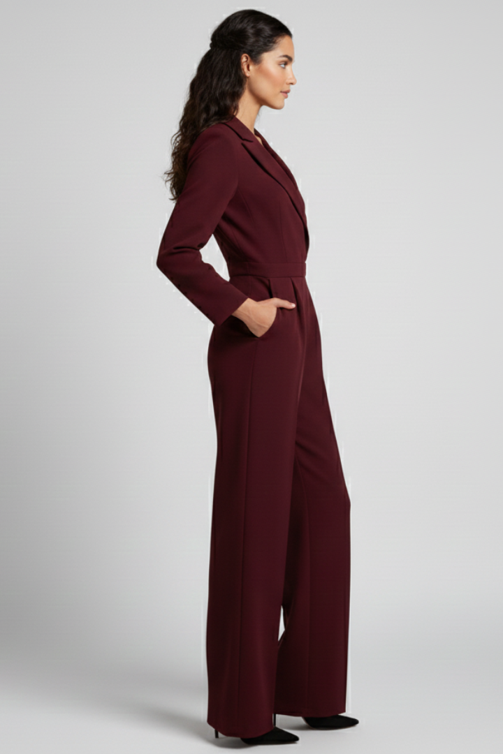 Women's Wrap-Front Tailored Wide-Leg Jumpsuit | Autumn