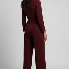 Women's Wrap-Front Tailored Wide-Leg Jumpsuit | Autumn