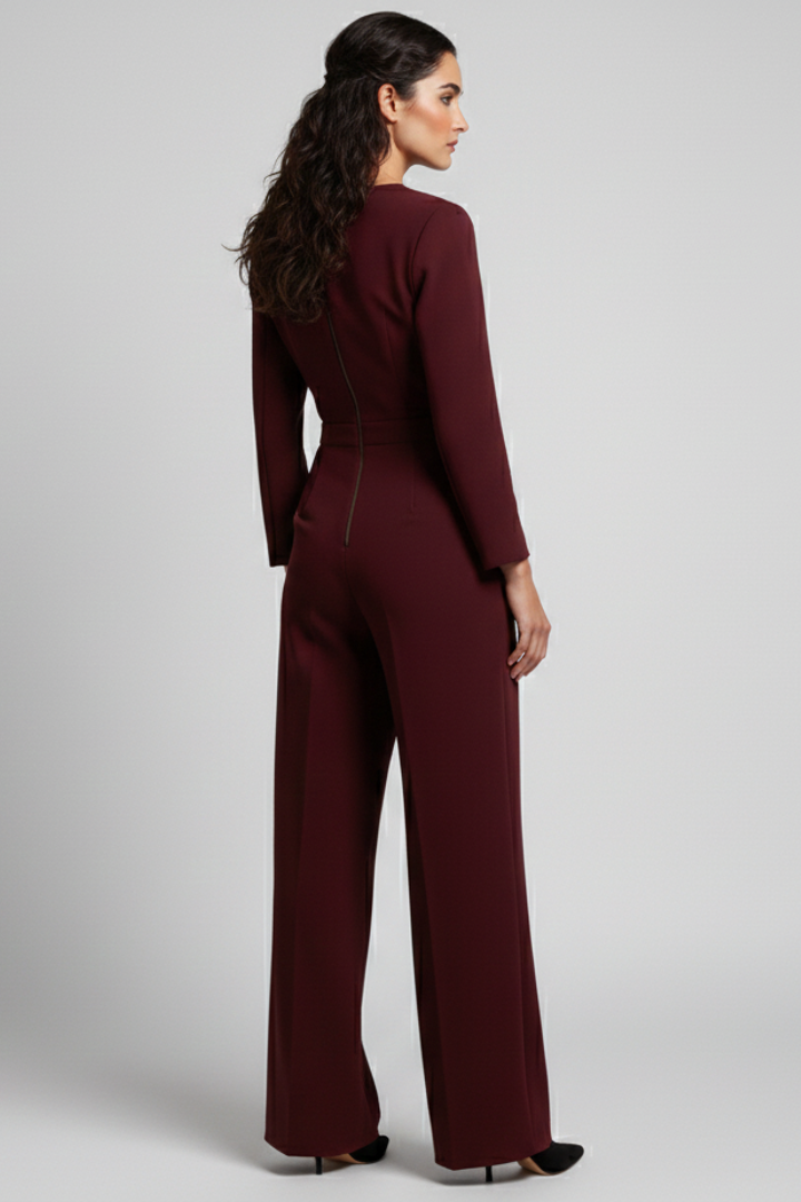 Women's Wrap-Front Tailored Wide-Leg Jumpsuit | Autumn