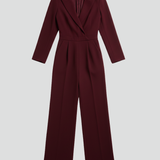 Women's Wrap-Front Tailored Wide-Leg Jumpsuit | Autumn - Red