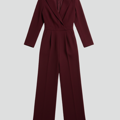 Women's Wrap-Front Tailored Wide-Leg Jumpsuit | Autumn - Red