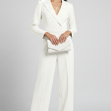 Women's Wrap-Front Tailored Wide-Leg Jumpsuit | Autumn - White
