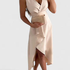 Women's Wrap Midi Dress - Elegant Wedding Guest Style | Spring