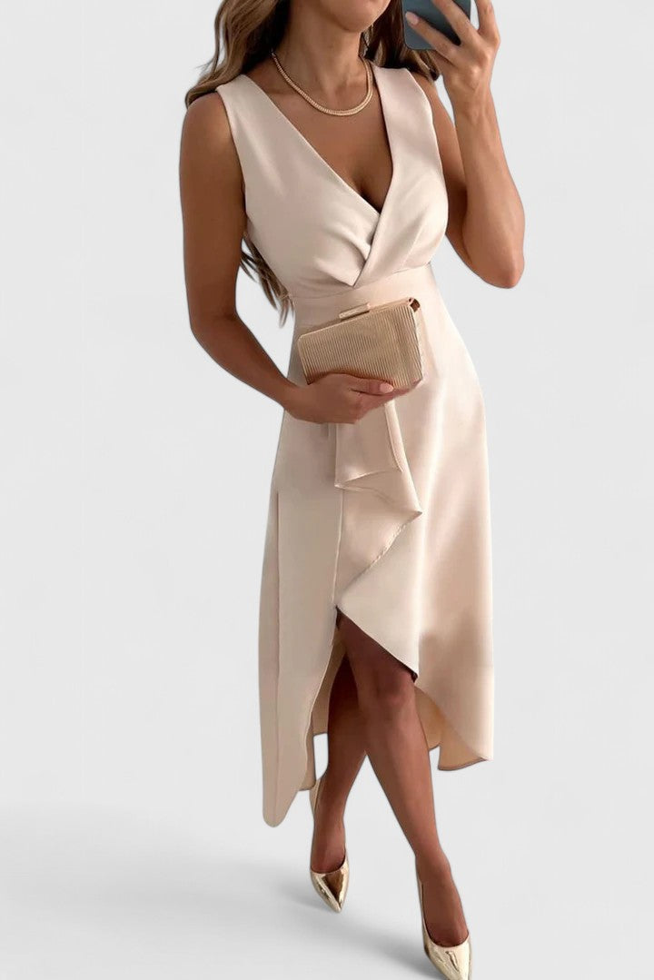 Women's Wrap Midi Dress - Elegant Wedding Guest Style | Spring
