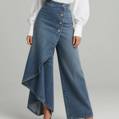 Women's Wrap Waist Pants - Elegant Tailored Fit | Spring - Light Blue