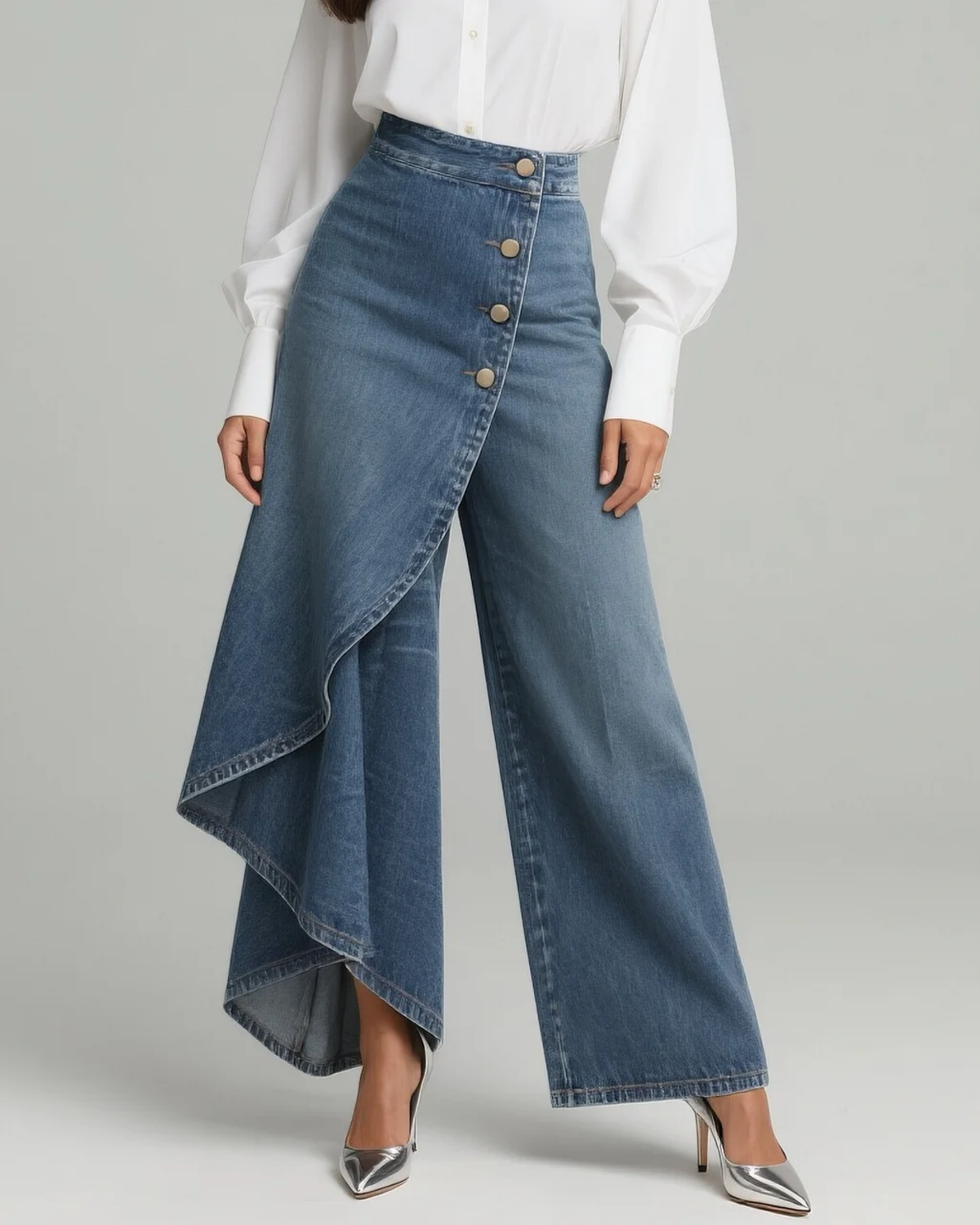 Women's Wrap Waist Pants - Elegant Tailored Fit | Spring - Light Blue