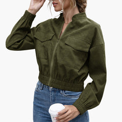 Women's Zip Bomber | Patch Pocket | Winter - Green