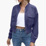 Women's Zip Bomber | Patch Pocket | Winter - Purple