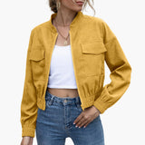 Women's Zip Bomber | Patch Pocket | Winter - Yellow