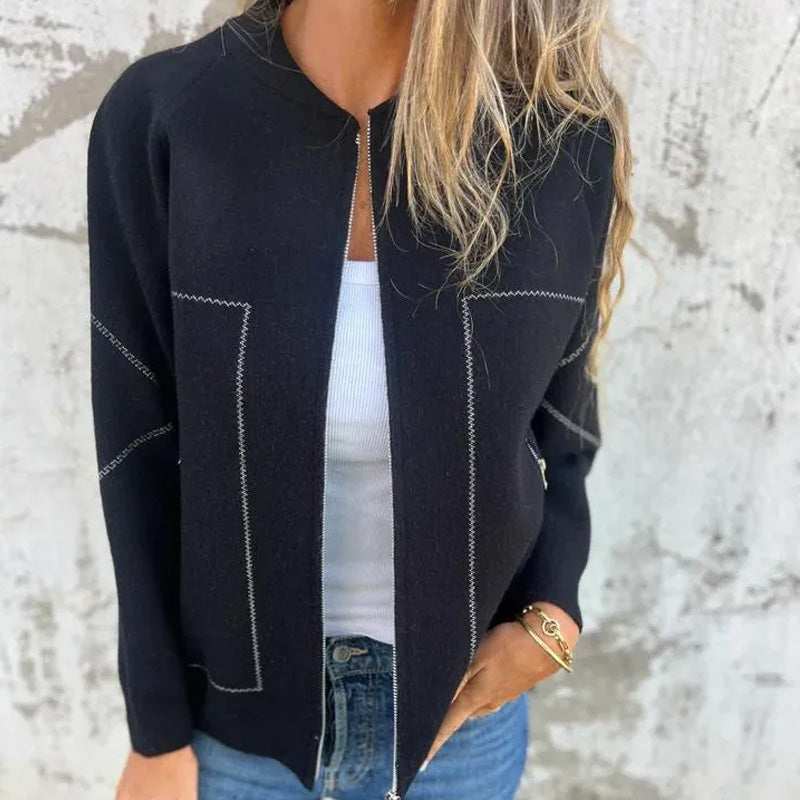 Women's Zip-Up Jacket | Layering | Autumn - Black