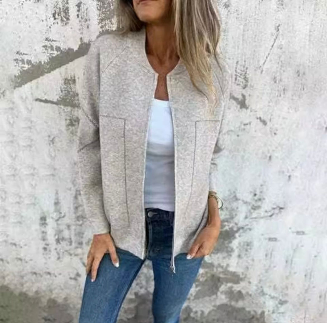 Women's Zip-Up Jacket | Layering | Autumn - Gray