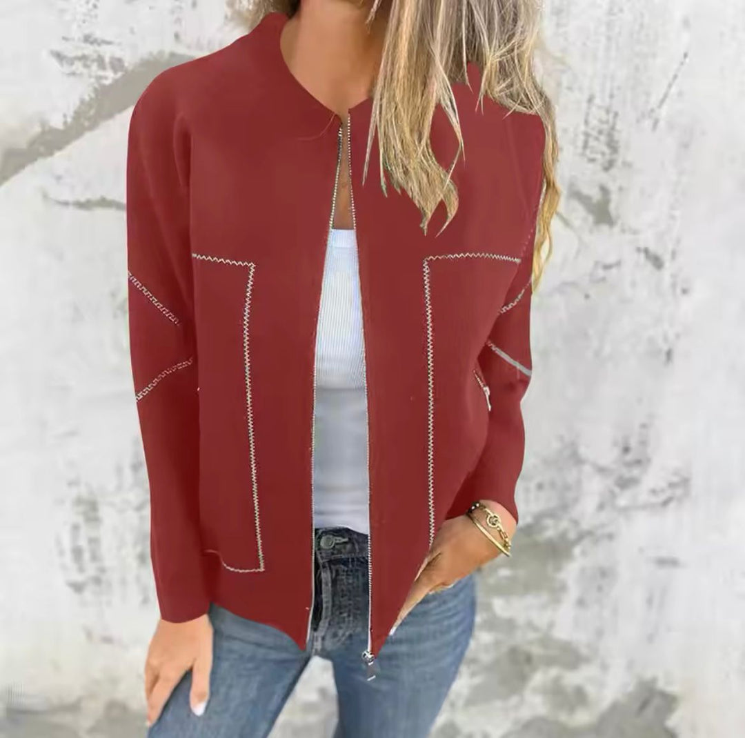 Women's Zip-Up Jacket | Layering | Autumn - Red