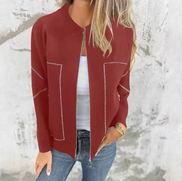 Women's Zip-Up Jacket | Layering | Autumn - Red