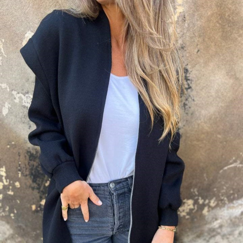 Women's Zip-Up Jacket | Tailored | Minimalist | Spring - Black