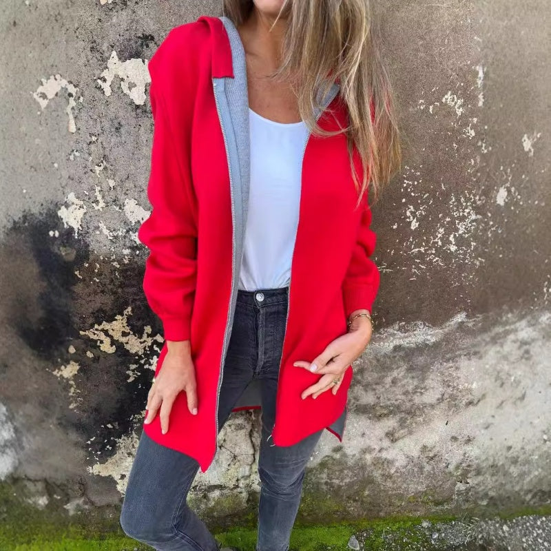 Women's Zip-Up Jacket | Tailored | Minimalist | Spring - Red